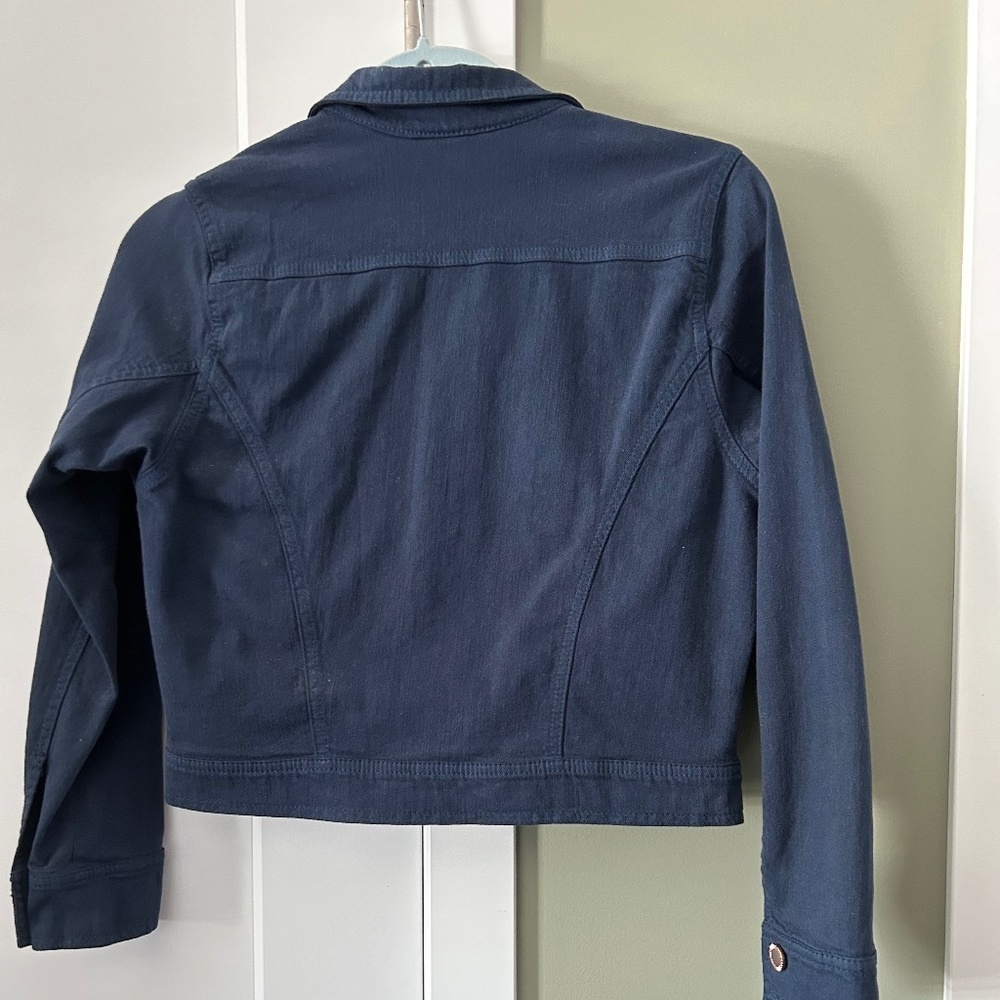 Bomber Jacket Navy Blue with Embellished pocket flaps - Picture 7 of 11
